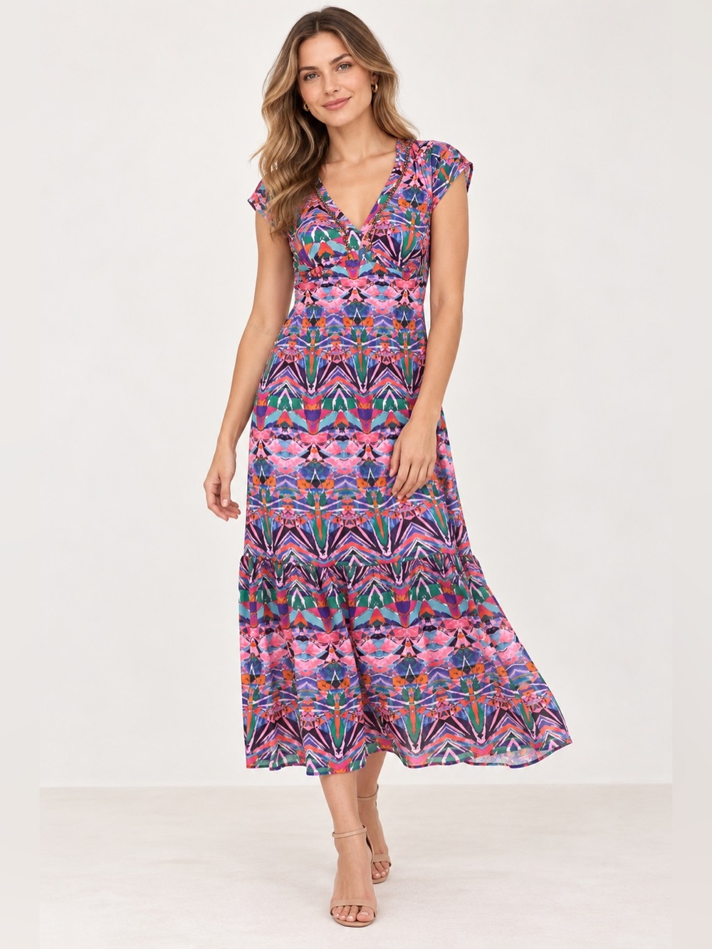 Vanessa Virginia from Anthropologie Beaded Mural Maxi Dress Women’s Size 4